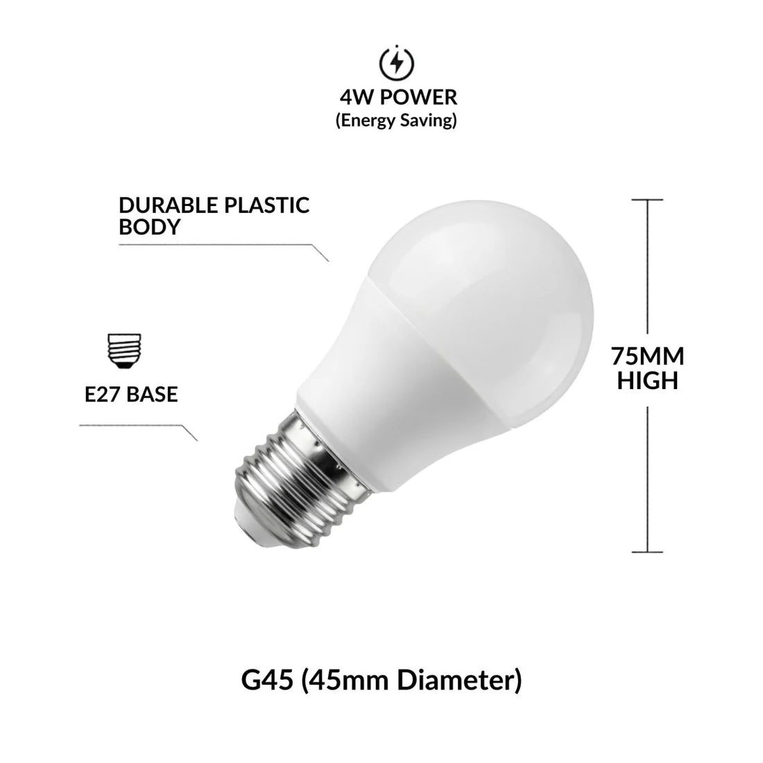 Bombilla LED E27 G45 esférica - 4.5W