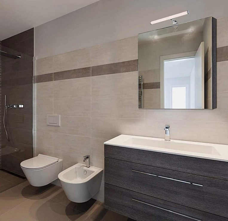 Aplique de baño tubular opal - 3 tipos de fijación - 6W - 540Lm - IP44 - 40cm