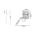 Aplique de pared LED para lectura "SLANGE" 3W + 6W orientable y base de carga USB
