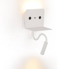 Aplique de pared LED para lectura "SLANGE" 3W + 6W orientable y base de carga USB
