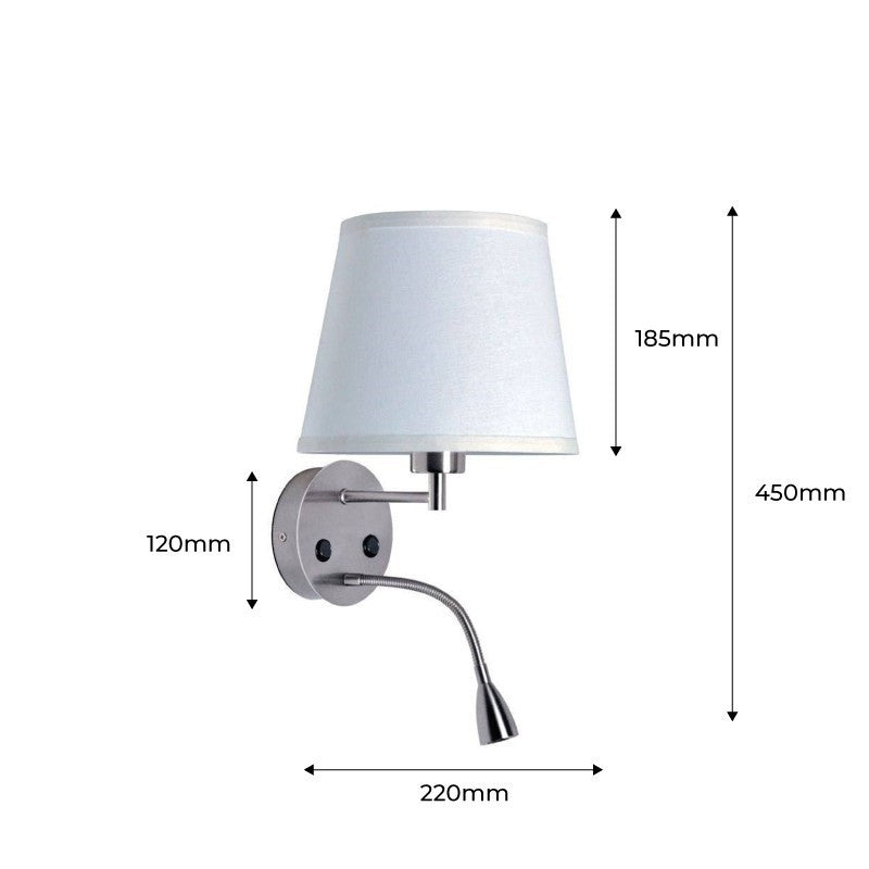 Aplique de pared "PAIR" E27 con foco LED de lectura 3W