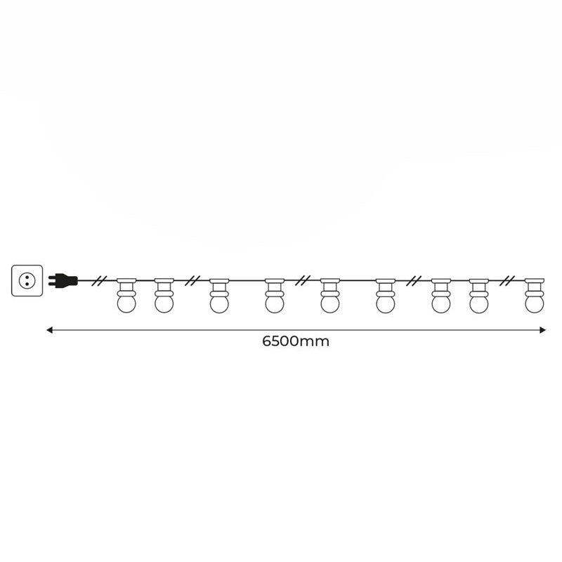 Guirnalda Exterior conectable en serie IP44 6,5m con 10 casquillos E27