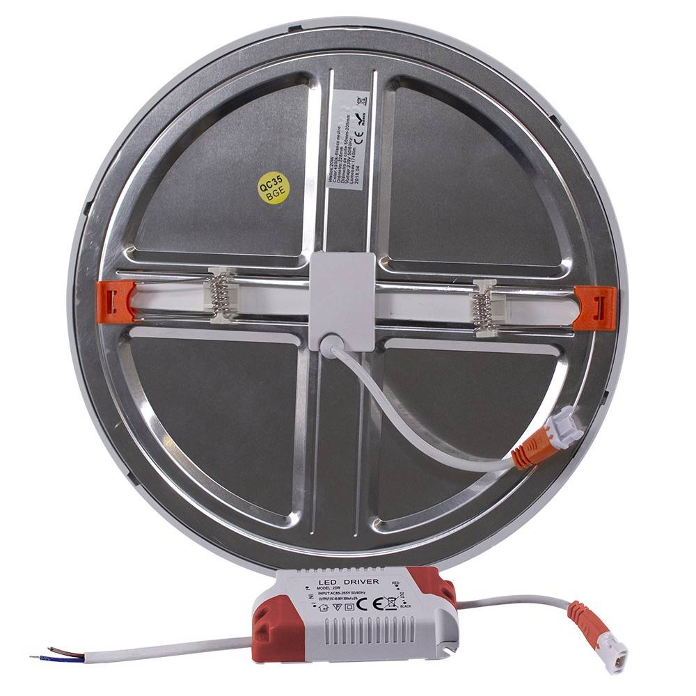 Downlight LED circular empotrable - Diámetro de corte ajustable: Ø 50 a 205 mm - 20W