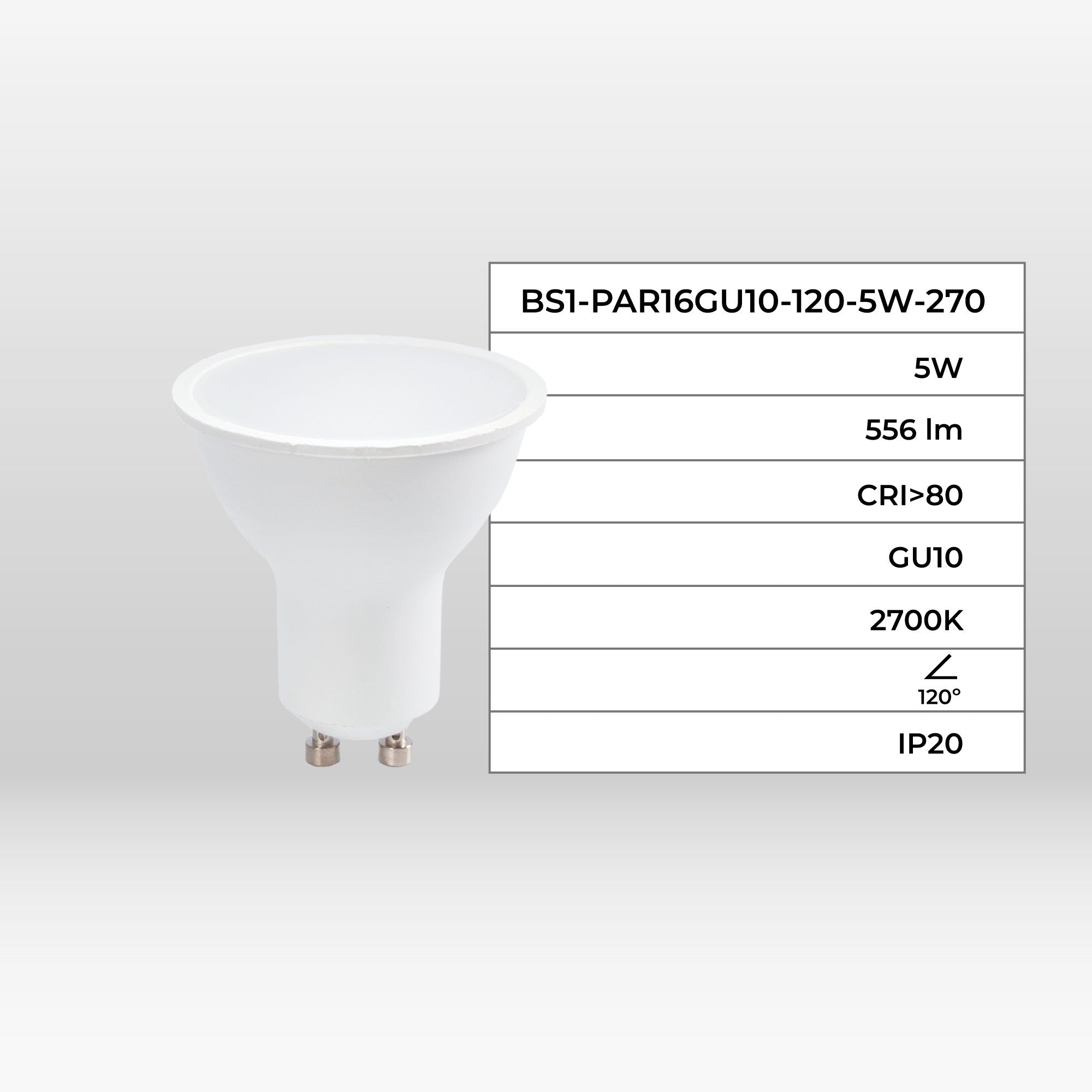 Bombilla LED GU10 - 5W - 120°
