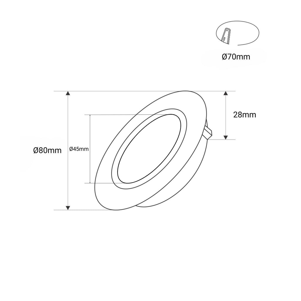 Downlight LED interior - 7W - CCT - DIMABLE TRIAC - 630lm - Corte Ø 70mm - IP20