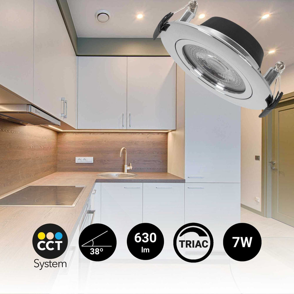 Downlight LED interior - 7W - CCT - DIMABLE TRIAC - 630lm - Corte Ø 70mm - IP20