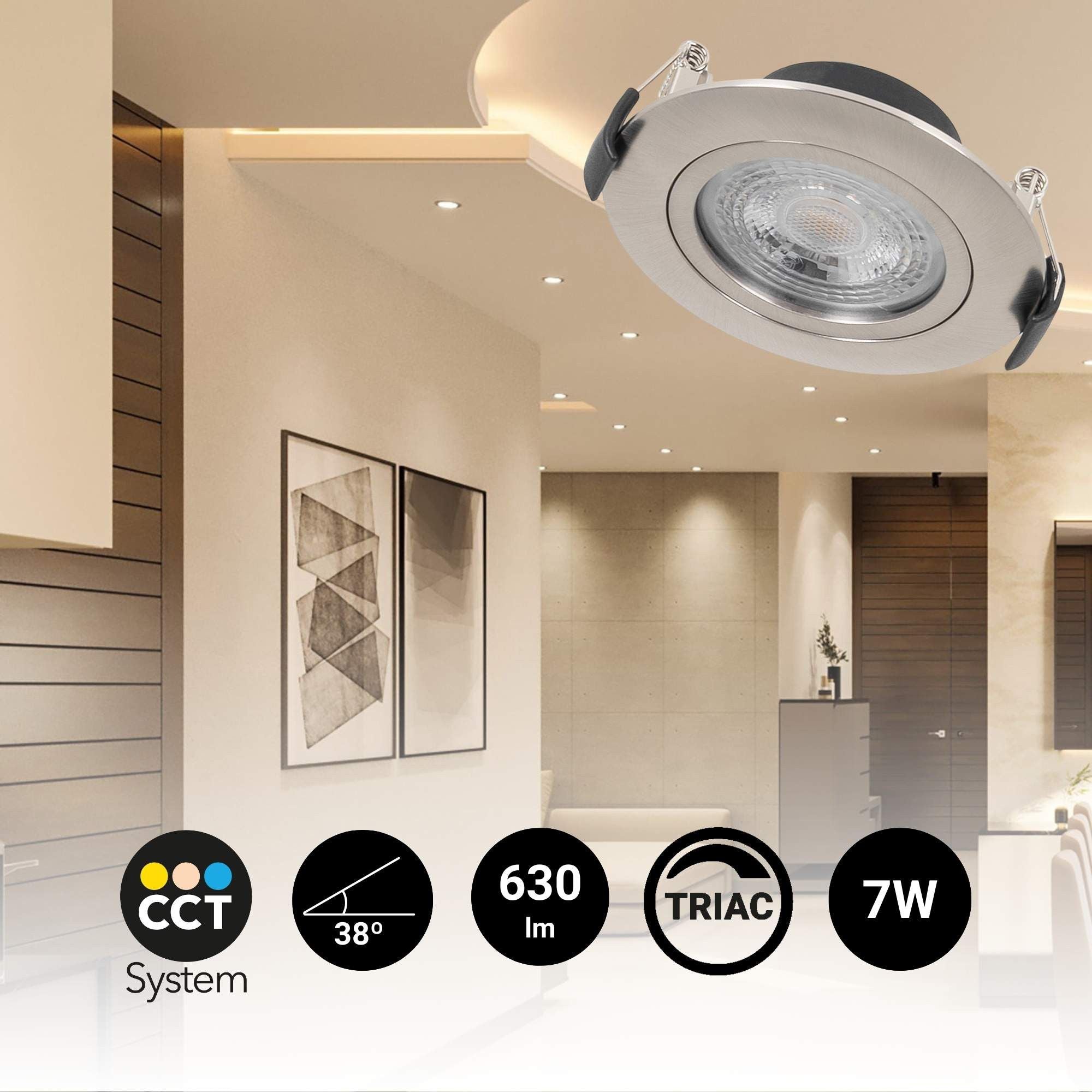 Downlight LED interior - 7W - CCT - DIMABLE TRIAC - 630lm - Corte Ø 70mm - IP20