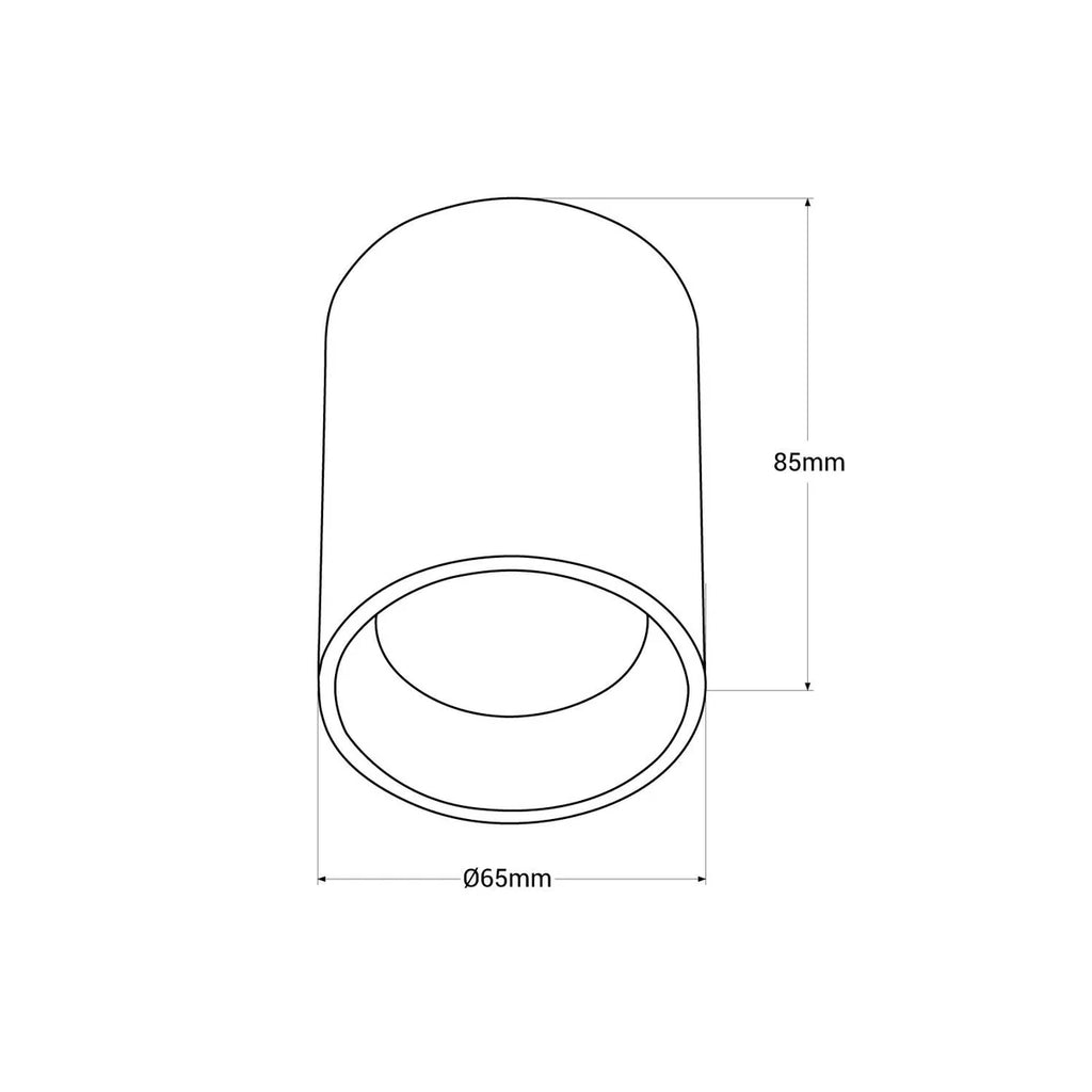 Kit Spot de superficie tubular Bajo UGR + Portalámparas + Bombilla GU10 - Corte Ø85 mm