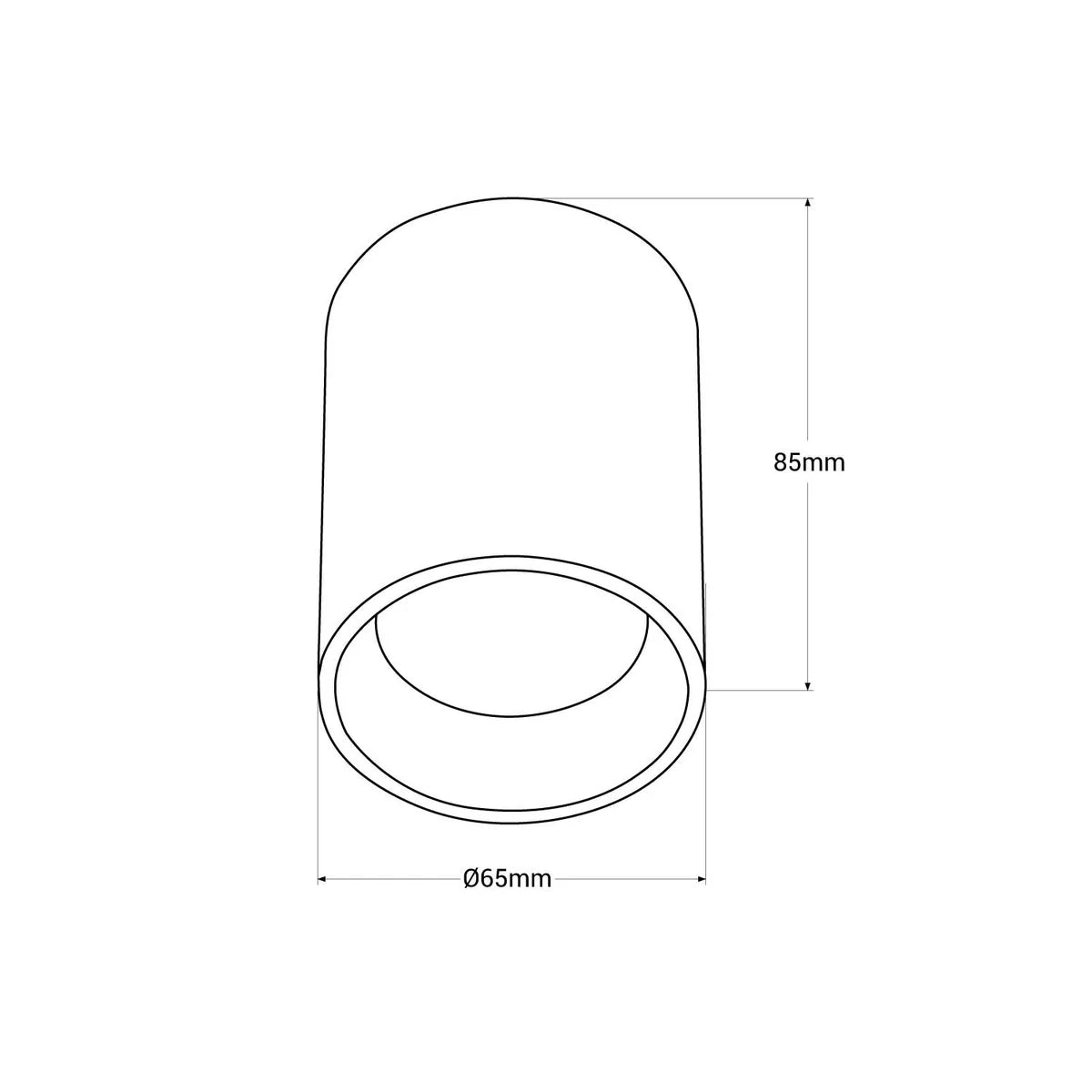 Kit Spot de superficie tubular Bajo UGR + Portalámparas + Bombilla GU10 - Corte Ø85 mm