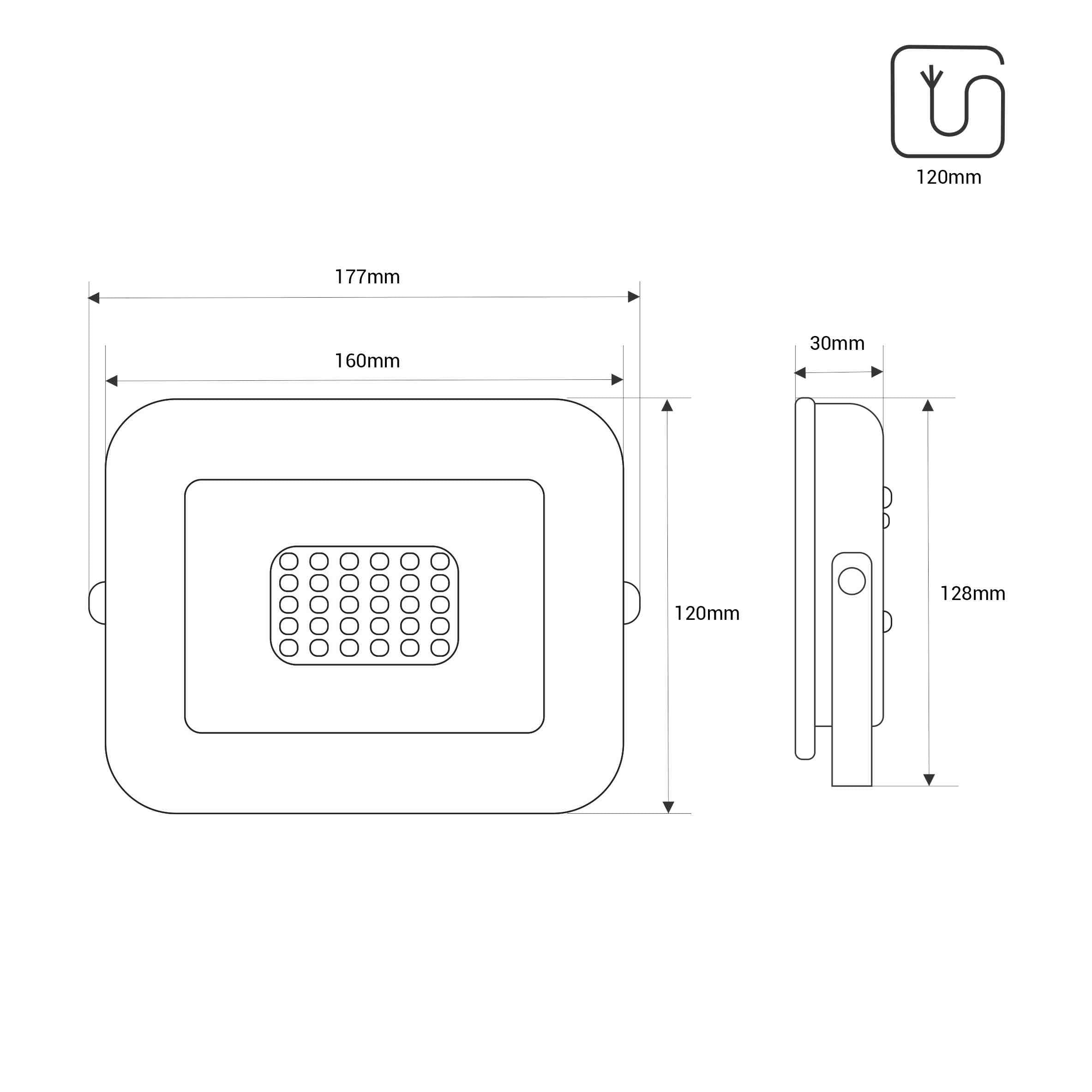 Proyector LED exterior 30W - 95lm/W - IP65 - Negro