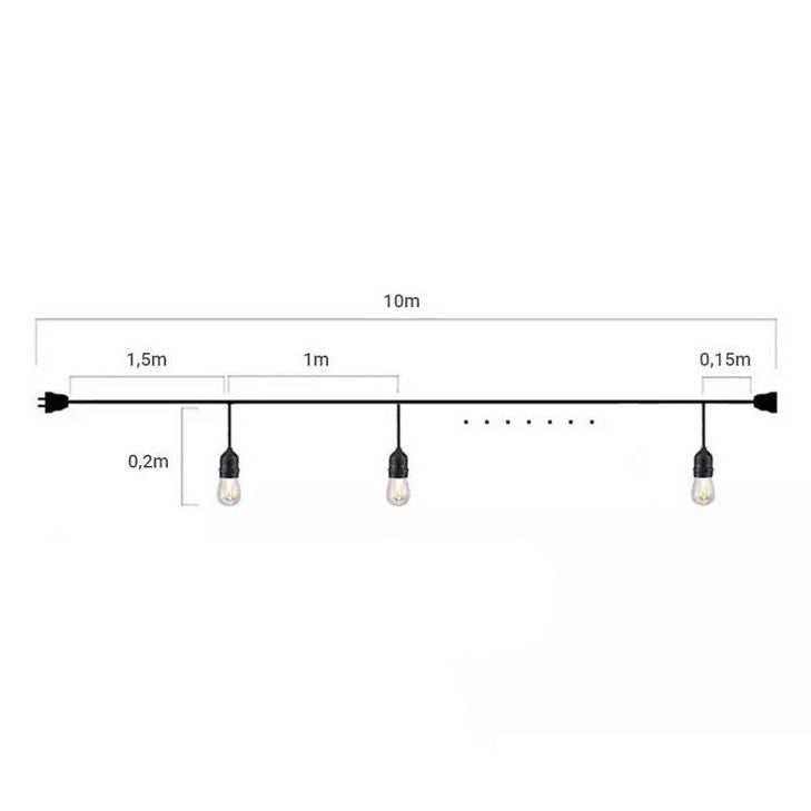 Guirnalda decorativa exterior 10 metros - IP44