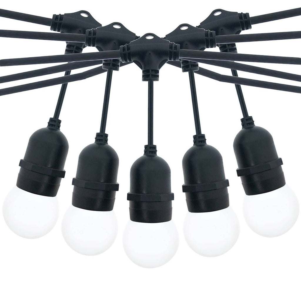 Kit guirnalda luces exterior 10 metros + 10 bombillas LED E27 1W - IP44 - Blanco cálido