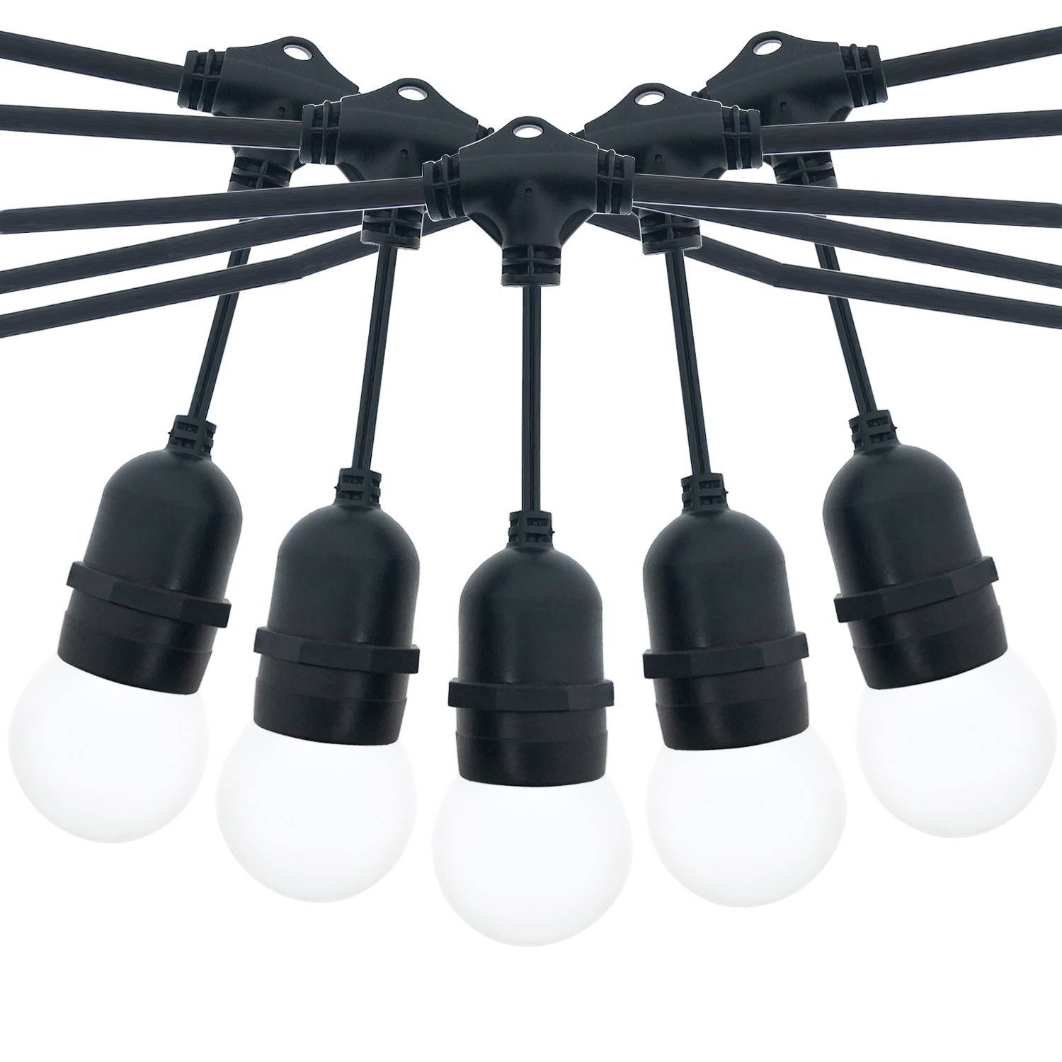 Kit guirnalda luces exterior 10 metros + 10 bombillas LED E27 1W - IP44 - Blanco cálido