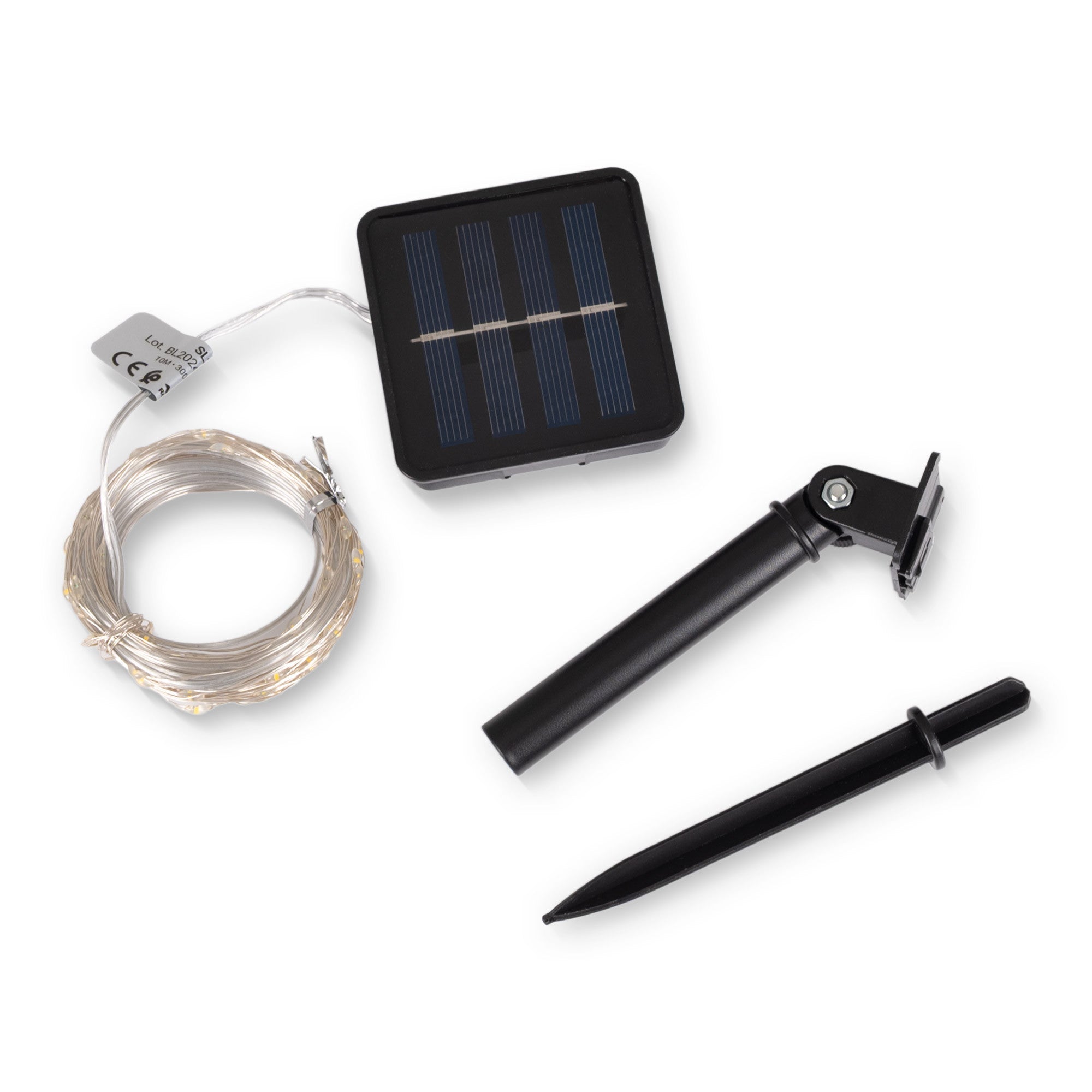 Guirnalda solar en alambre plateado - IP44 - 100 luces - Blanco cálido - 10 metros