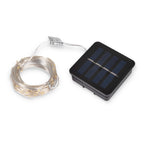 Guirnalda solar en alambre plateado - IP44 - 100 luces - Blanco cálido - 10 metros