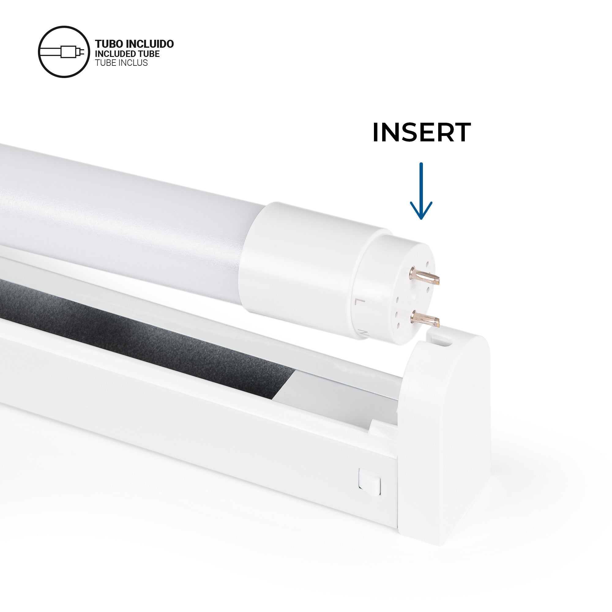 Kit regleta portatubos + tubo LED T8 - 18W - 120cm