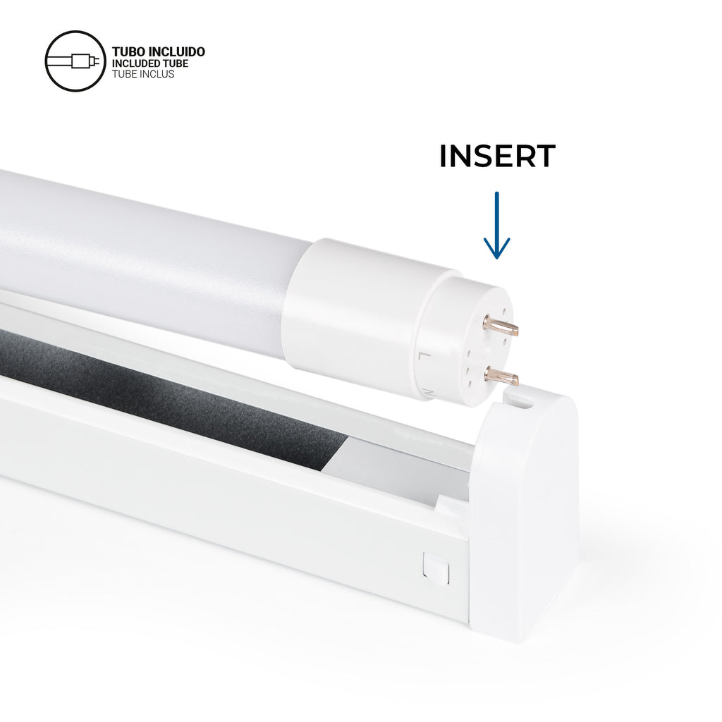 Kit regleta portatubos + tubo LED T8 - 24W - 150cm