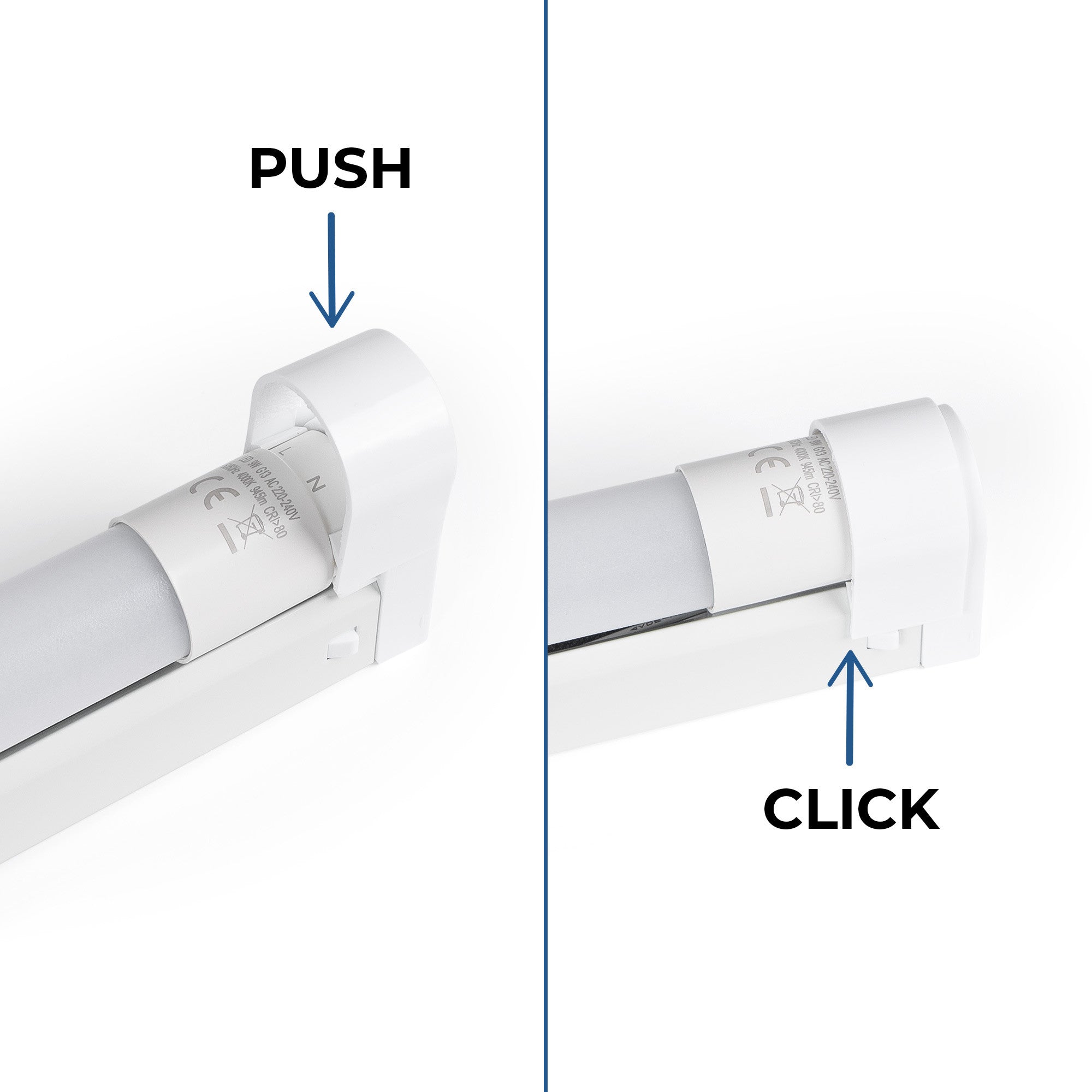 Kit regleta portatubos + tubo LED T8 - 9W - 60cm