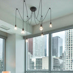 Lámpara araña colgante negra "Lumière" para 6 bombillas E27 – Estilo vintage