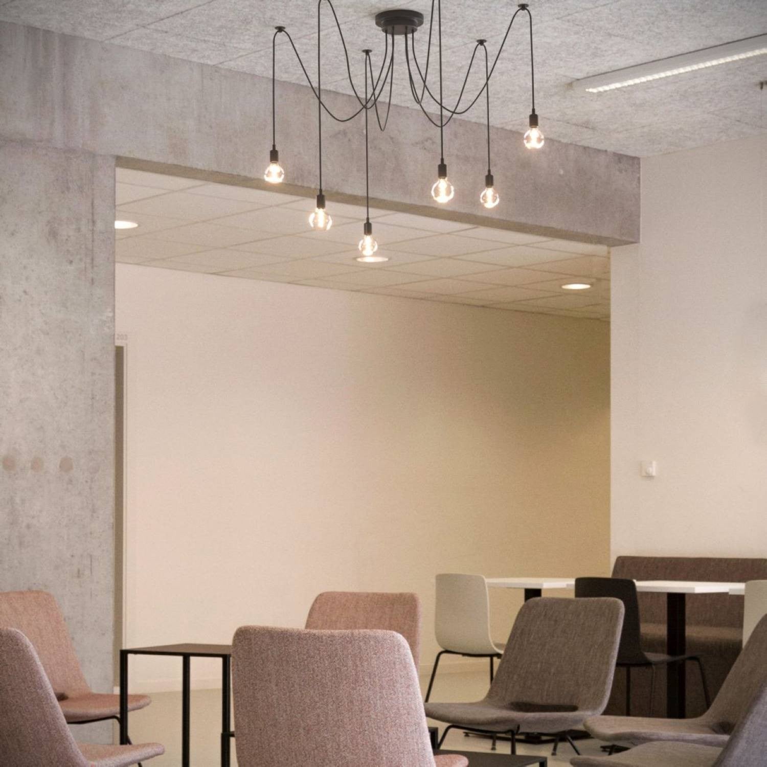 Lámpara araña colgante negra "Lumière" para 6 bombillas E27 – Estilo vintage