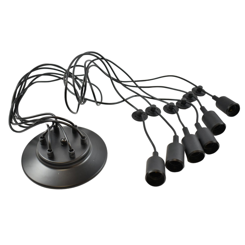 Lámpara araña colgante negra "Lumière" para 6 bombillas E27 – Estilo vintage