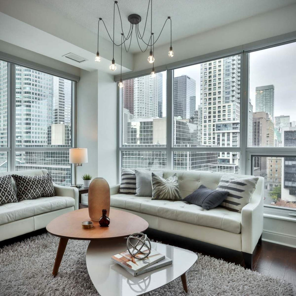 Lámpara araña colgante negra "Lumière" para 6 bombillas E27 – Estilo vintage