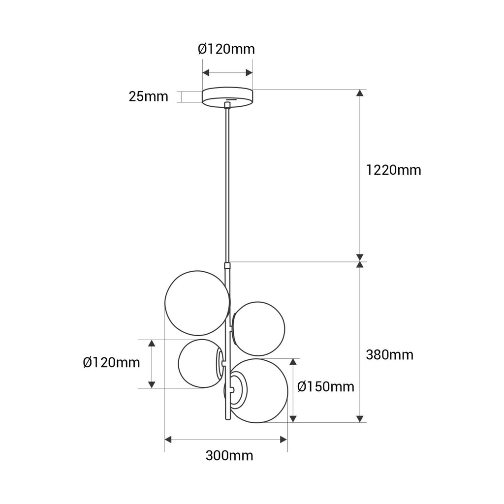Lámpara colgante bola cristal "TANNA" - E27 - Ø 15cm