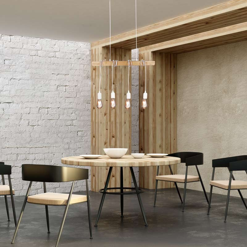 Lámpara colgante vintage madera "Otto" - 4 x E27