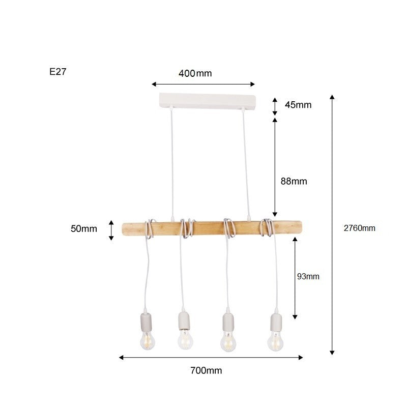 Lámpara colgante vintage madera "Otto" - 4 x E27