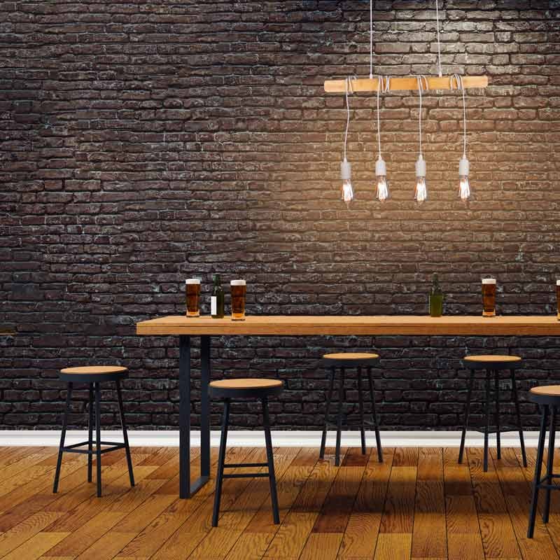 Lámpara colgante vintage madera "Otto" - 4 x E27