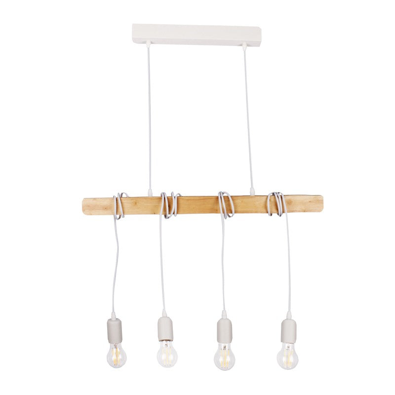 Lámpara colgante vintage madera "Otto" - 4 x E27