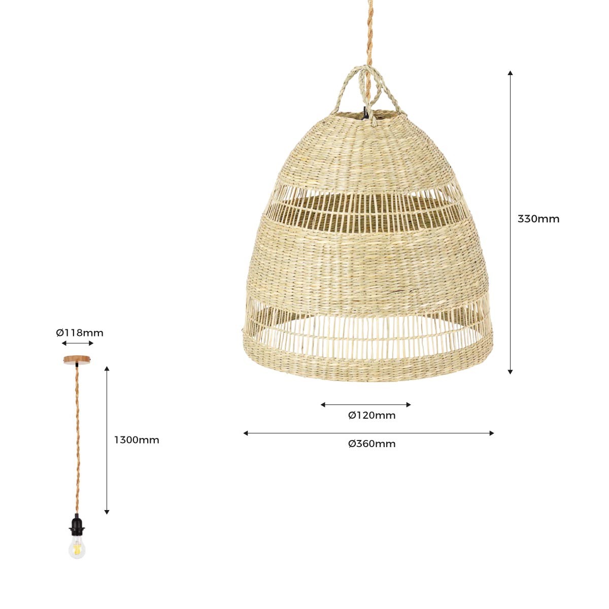 Lámpara colgante de mimbre "Ikken"