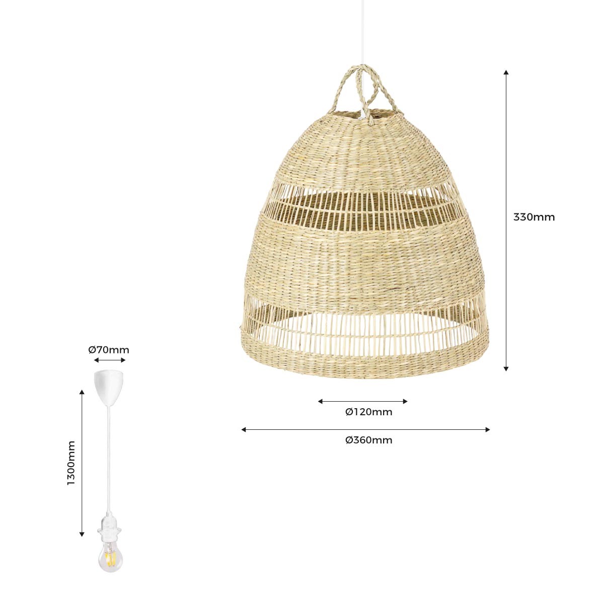 Lámpara colgante de mimbre "Ikken"