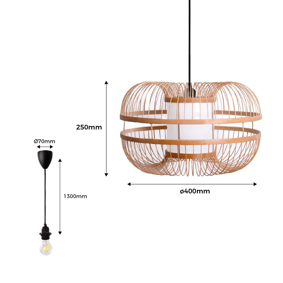 Lámpara colgante japonesa de bambú "KAIZEN"