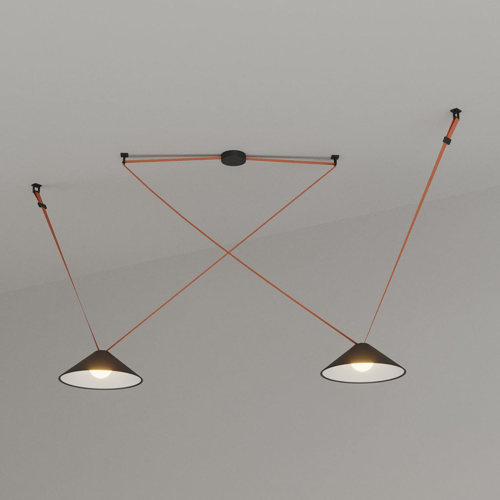 Lámpara cono configurable "Axia 2" - KIT 2 lámparas plato 12W + cinta textil eléctrica + accesorios