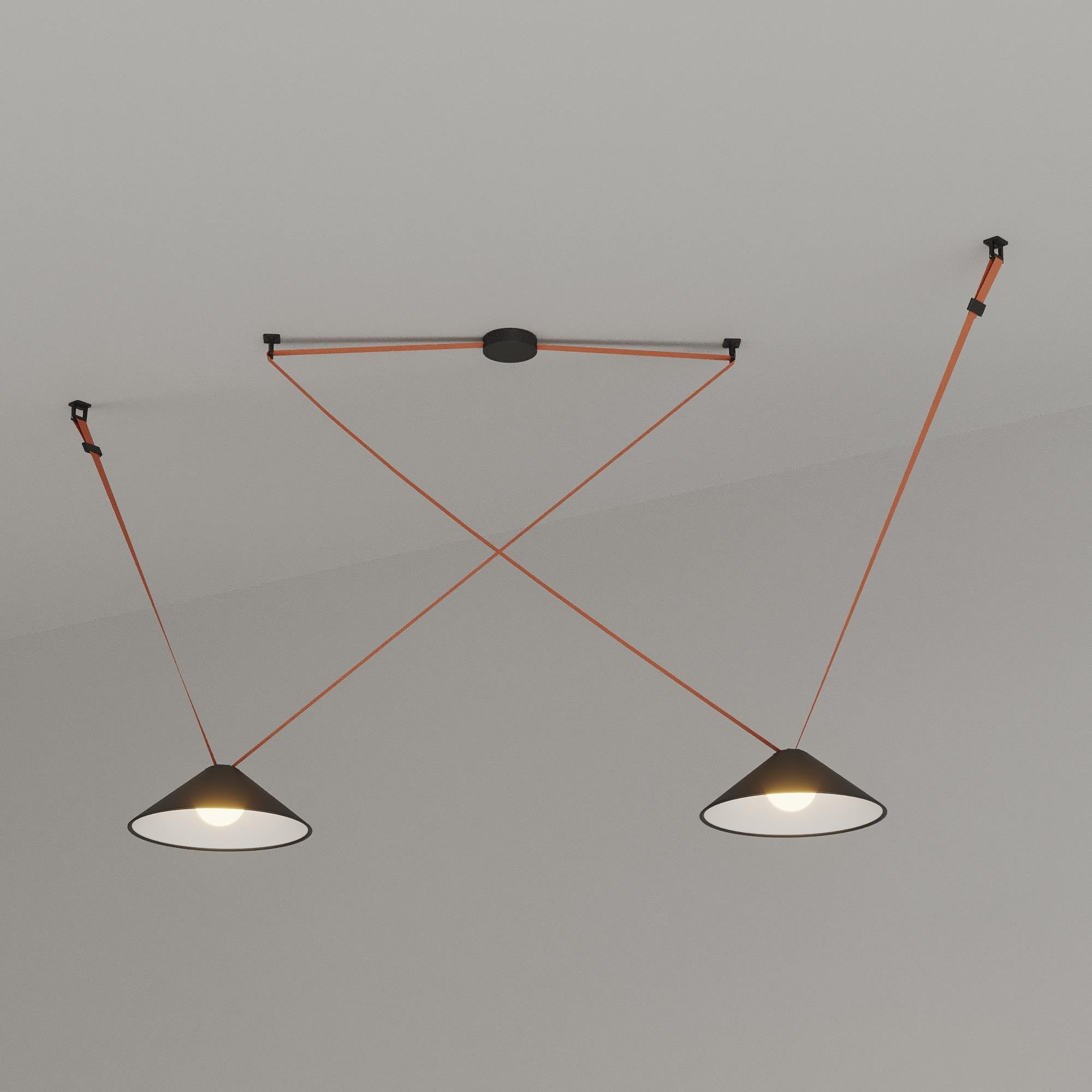 Lámpara cono configurable "Axia 2" - KIT 2 lámparas plato 12W + cinta textil eléctrica + accesorios