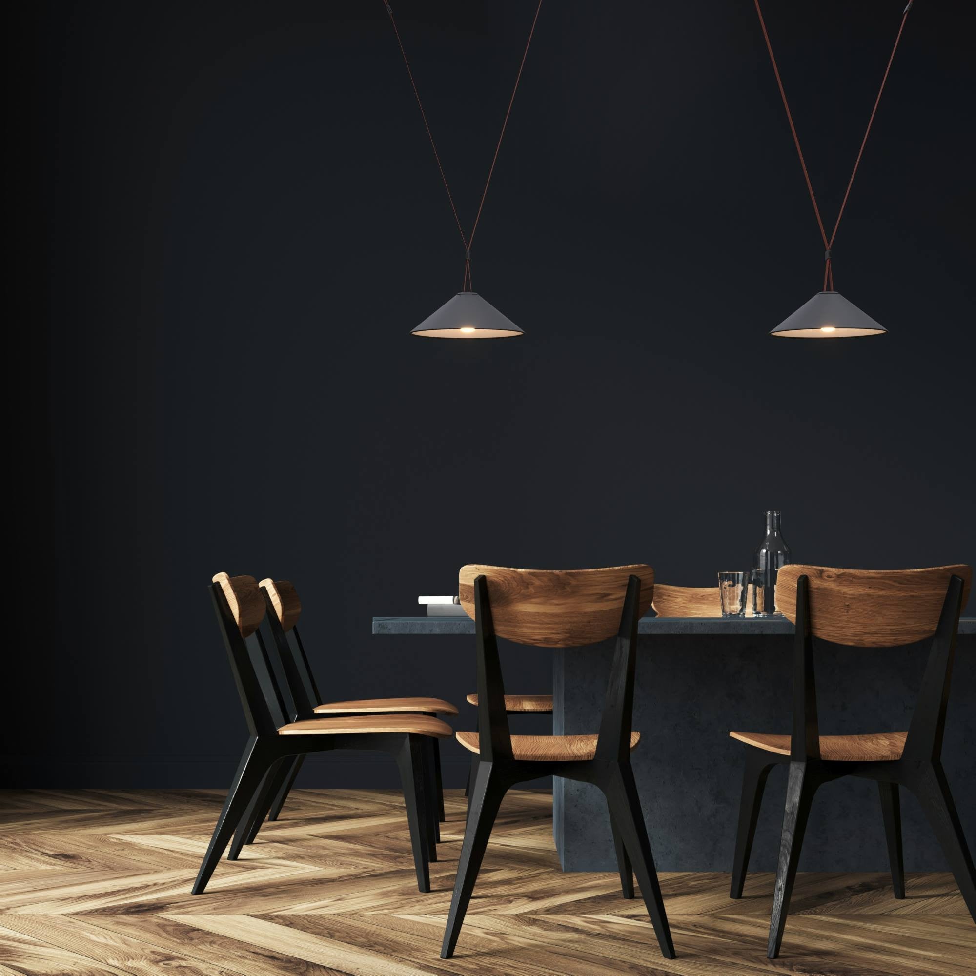 Lámpara cono configurable "Axia 2" - KIT 2 lámparas plato 12W + cinta textil eléctrica + accesorios