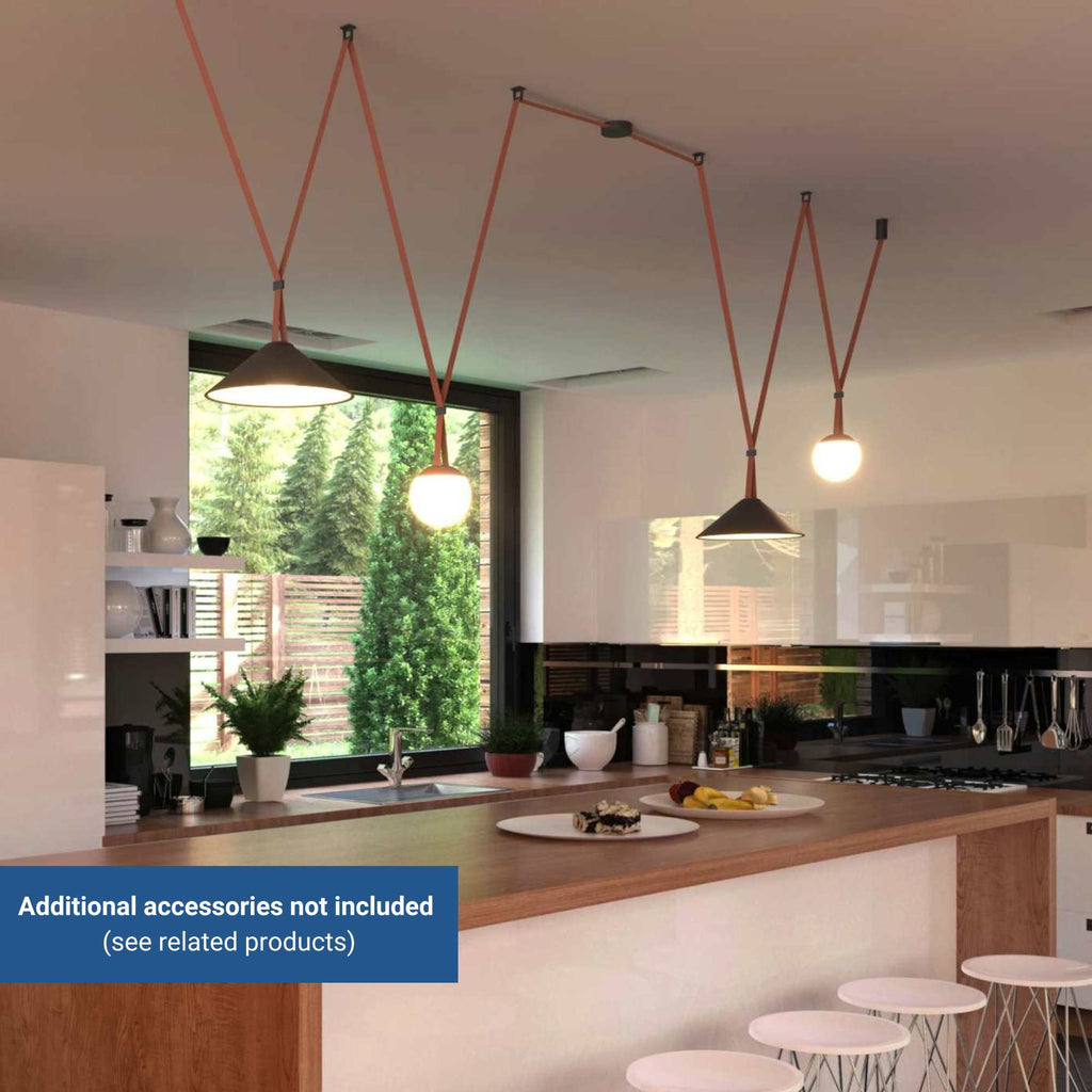 Lámpara cono configurable "Axia 2" - KIT 2 lámparas plato 12W + cinta textil eléctrica + accesorios