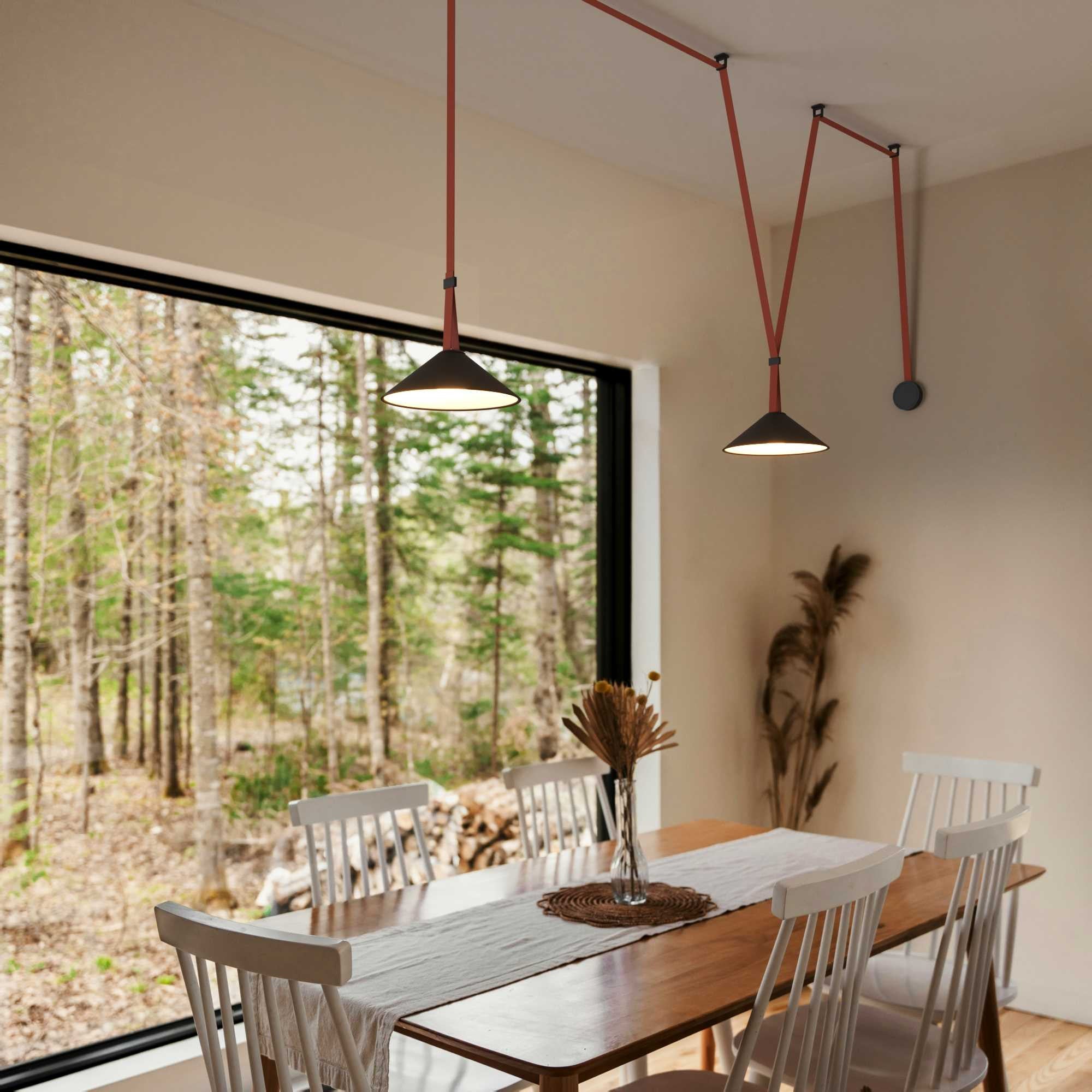 Lámpara cono configurable "Axia 2" - KIT 2 lámparas plato 12W + cinta textil eléctrica + accesorios