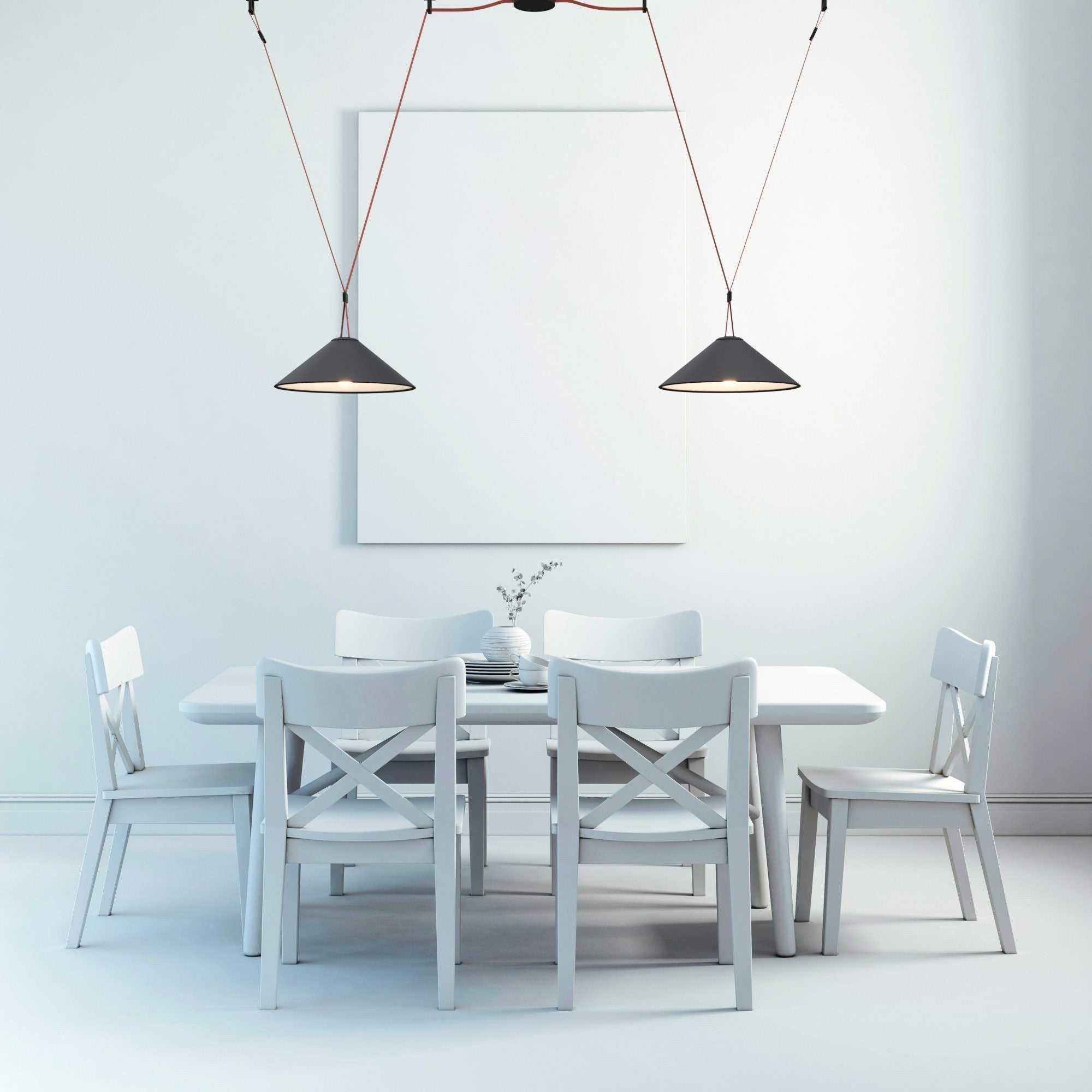 Lámpara cono configurable "Axia 2" - KIT 2 lámparas plato 12W + cinta textil eléctrica + accesorios