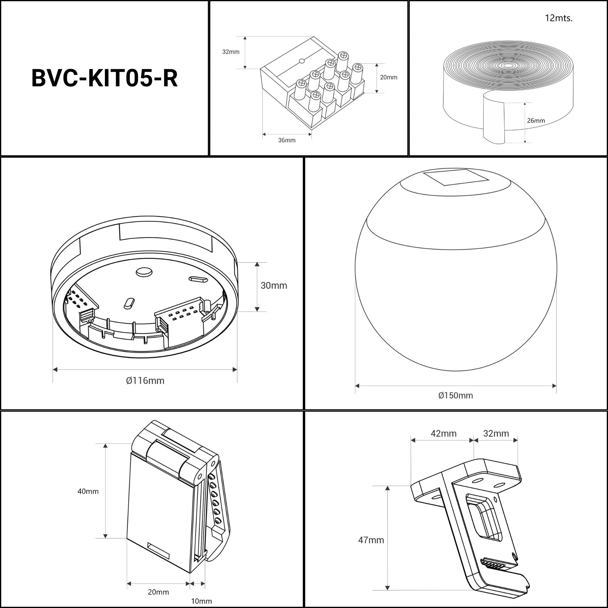Lámpara configurable "Axia 5" - KIT 2 lámparas bola 12W + cinta textil eléctrica + accesorios