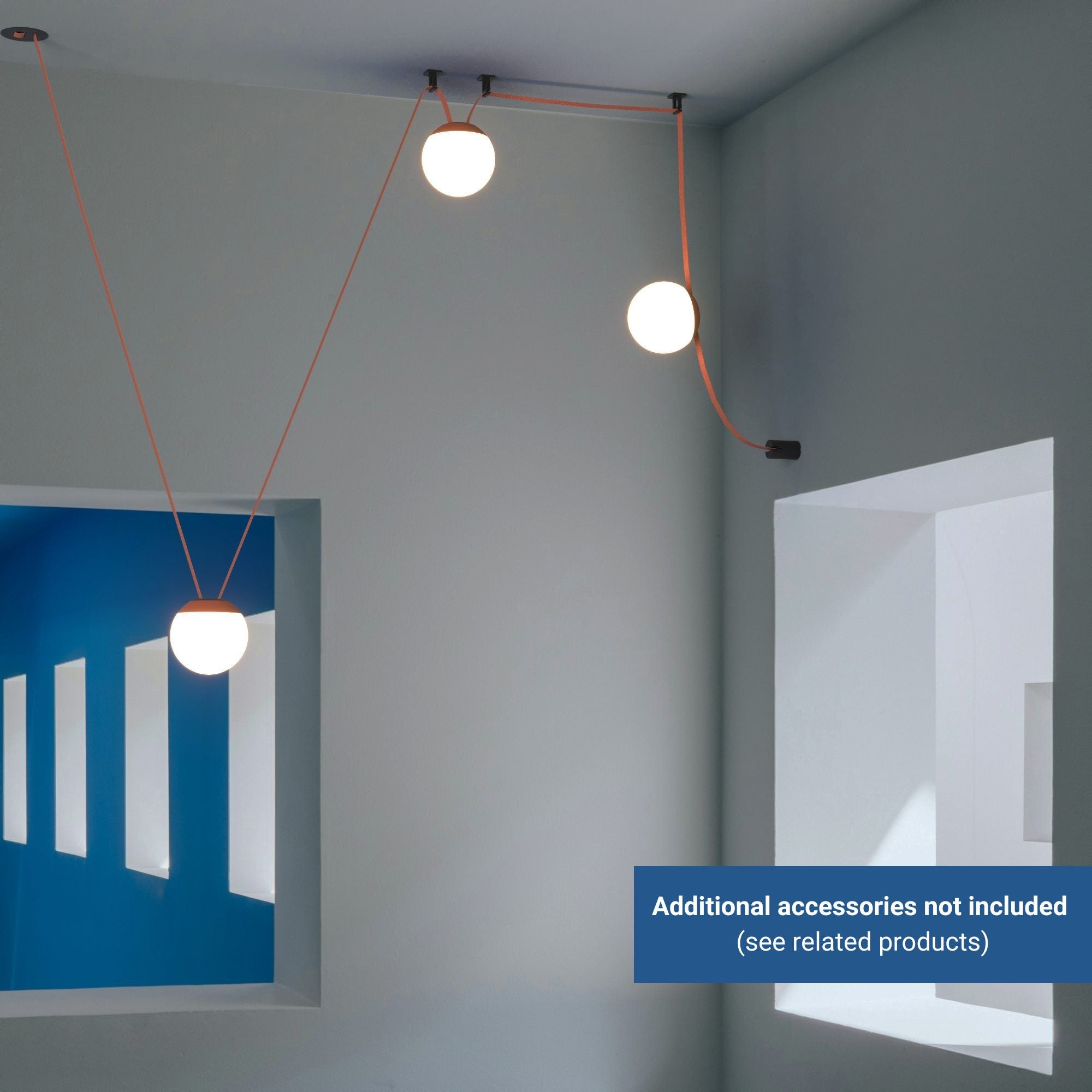 Lámpara configurable "Axia 5" - KIT 2 lámparas bola 12W + cinta textil eléctrica + accesorios