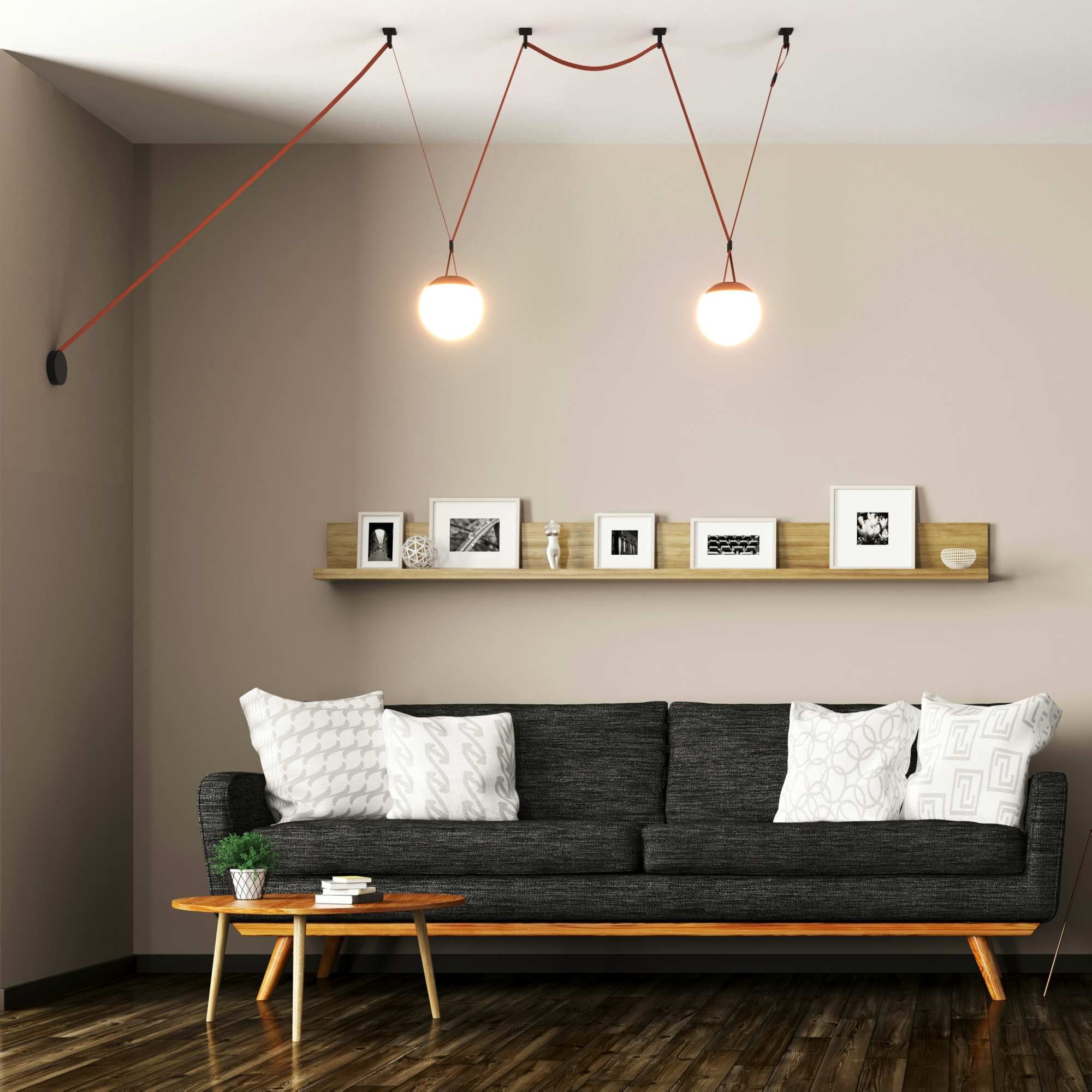 Lámpara configurable "Axia 5" - KIT 2 lámparas bola 12W + cinta textil eléctrica + accesorios