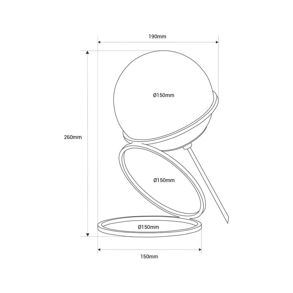 Lámpara de mesa bola cristal "Ruth"