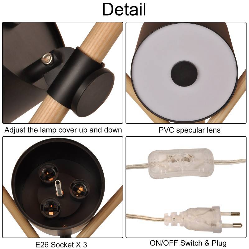 Lámpara de mesa nórdica de trípode "FOCUS" - 3 x E27 / G45