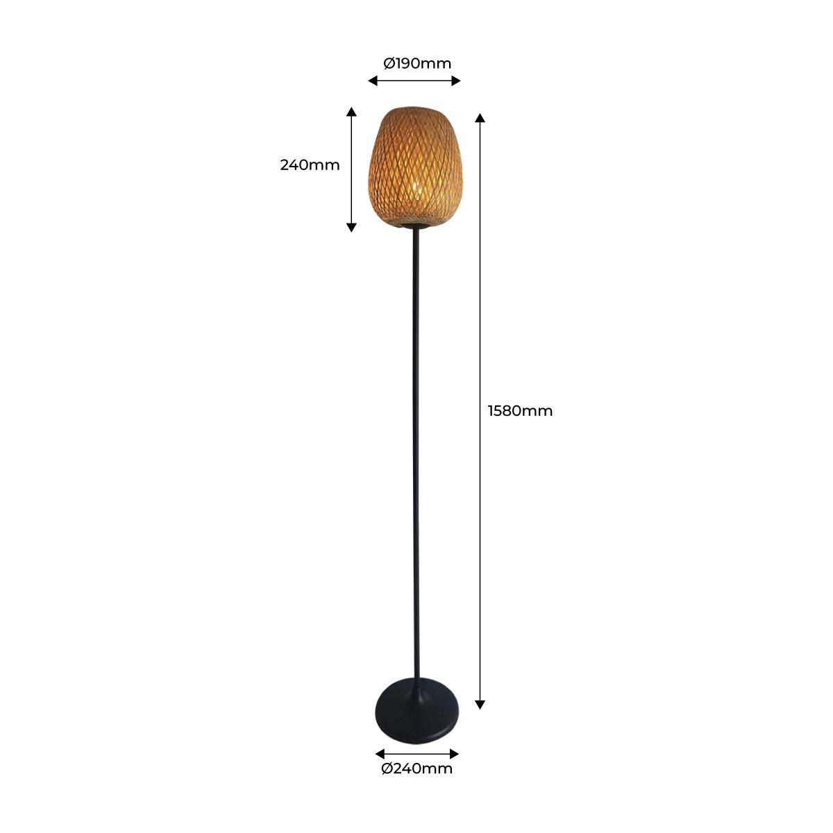 Lámpara de pie en mimbre "NIKKO"