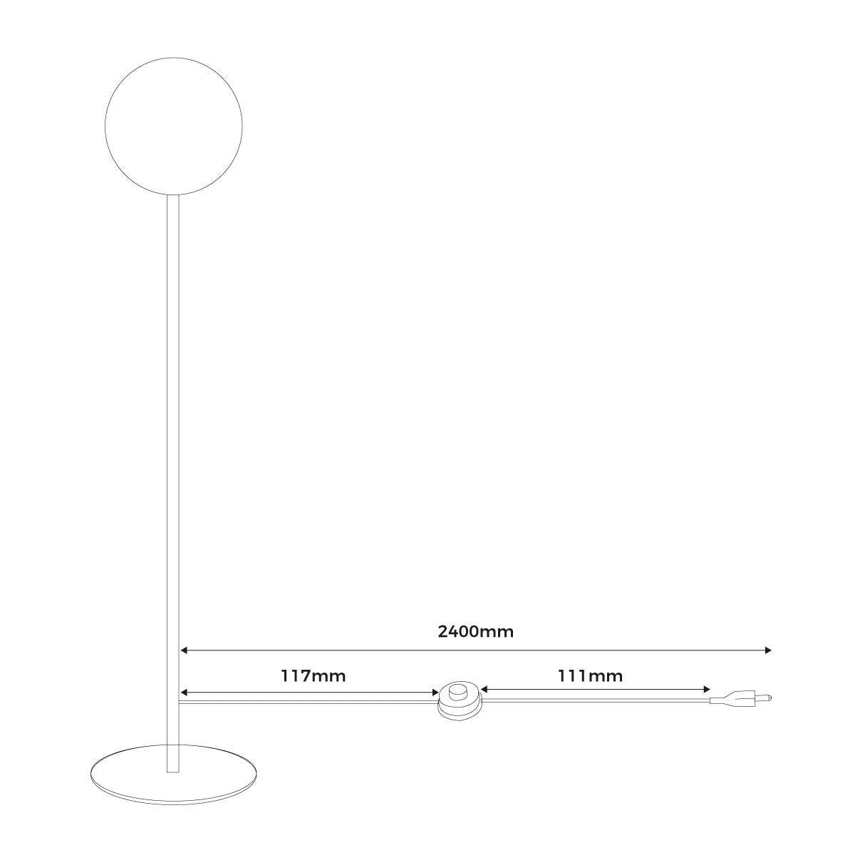 Lámpara de pie bola cristal "BAILEY" - E27