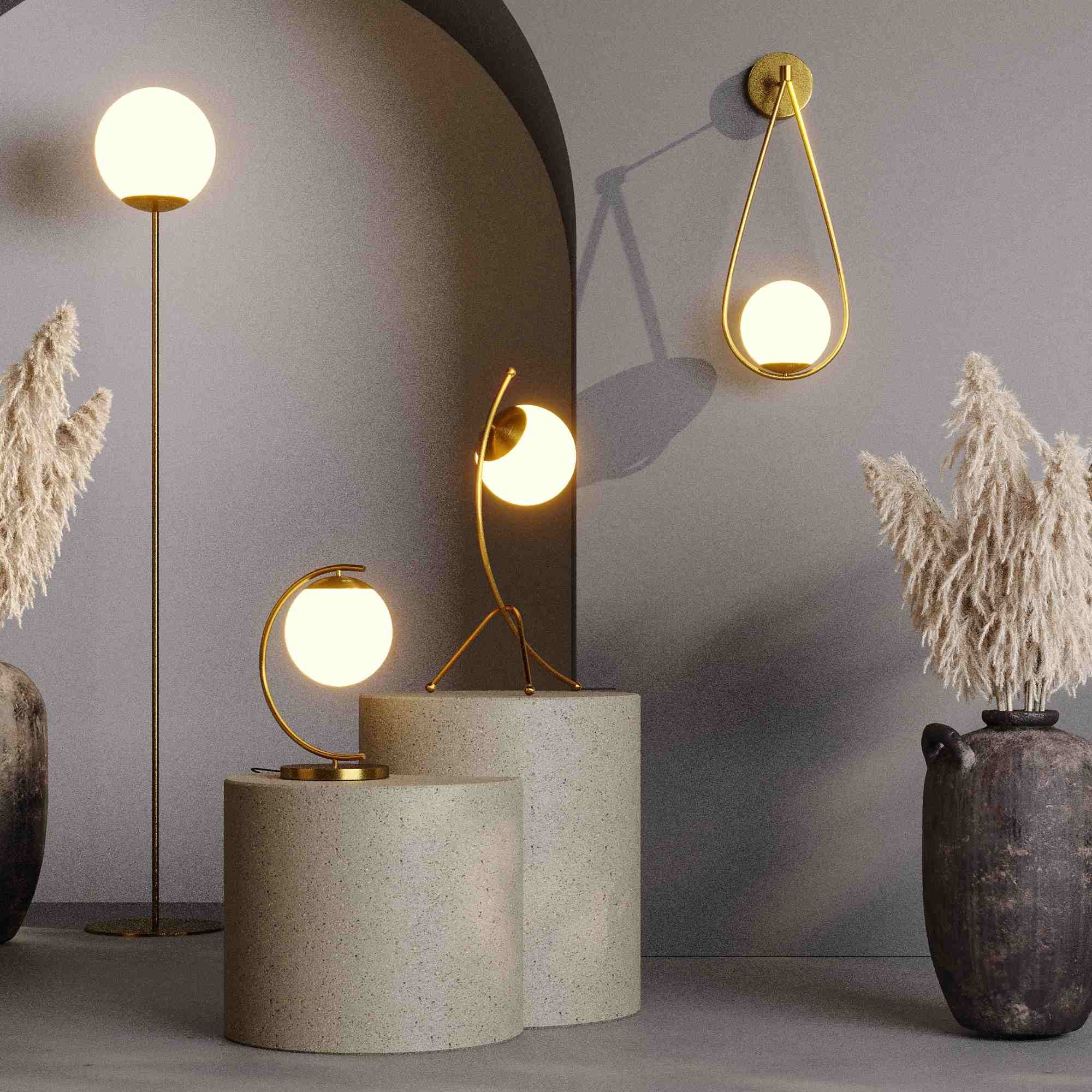 Lámpara de pie bola cristal "BAILEY" - E27