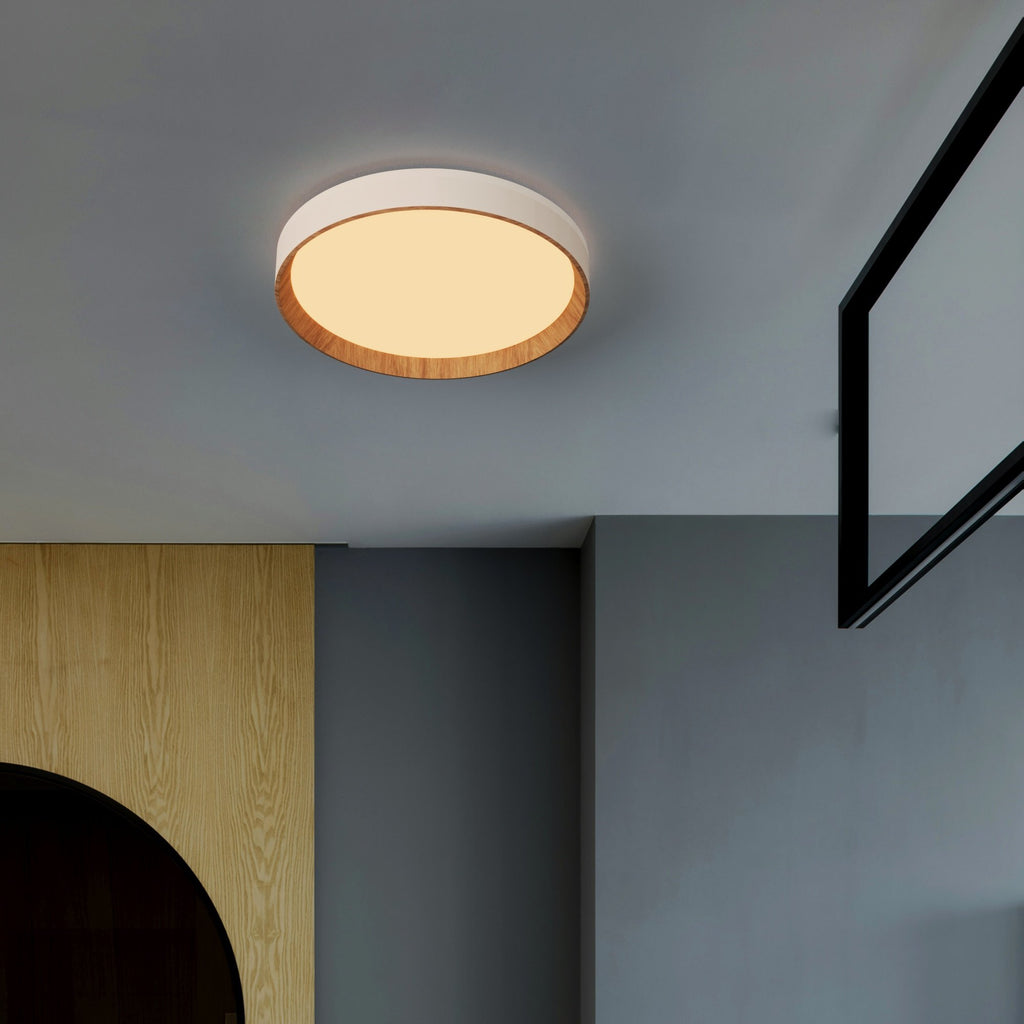 Lámpara de techo LED CCT tipo plafón - 36W - Efecto madera - Ø50cm