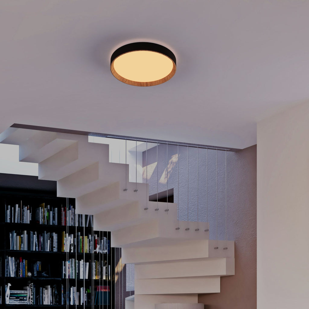 Lámpara de techo LED CCT tipo plafón - 36W - Efecto madera - Ø50cm